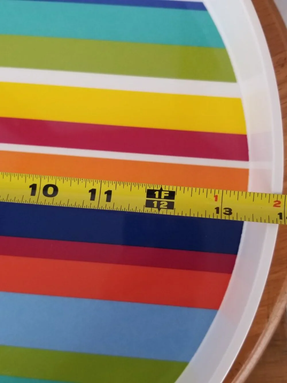 Pier 1 Melamine Colorful Stripe Serving Tray Double Handle 14